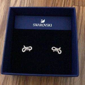 Swarovski Rose Gold Pave Small Bow Stud Earrings